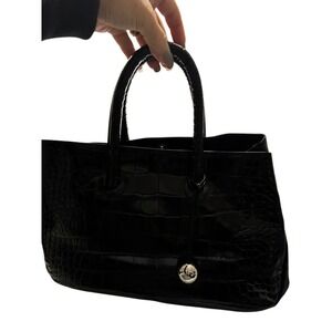 Furla Croc Embossed Leather Tote Bag Burgundy Red‎ Top Handle